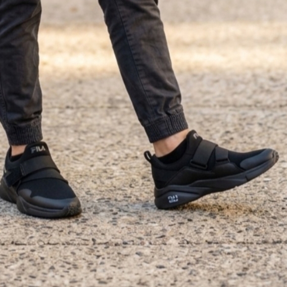 Fila Other - FILA Black Slip-On Cross-Strap Sneakers